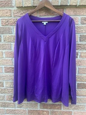 J. Jill Deep Purple V-Neck Long Sleeve Blouse size XL tall